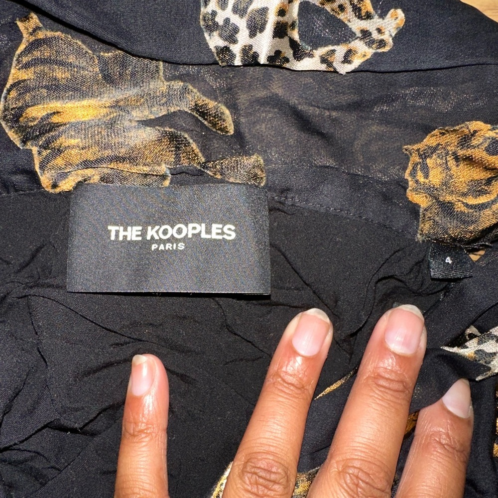 THE KOOPLES Short Black Dress with Leopard Print - Picture 6 of 7